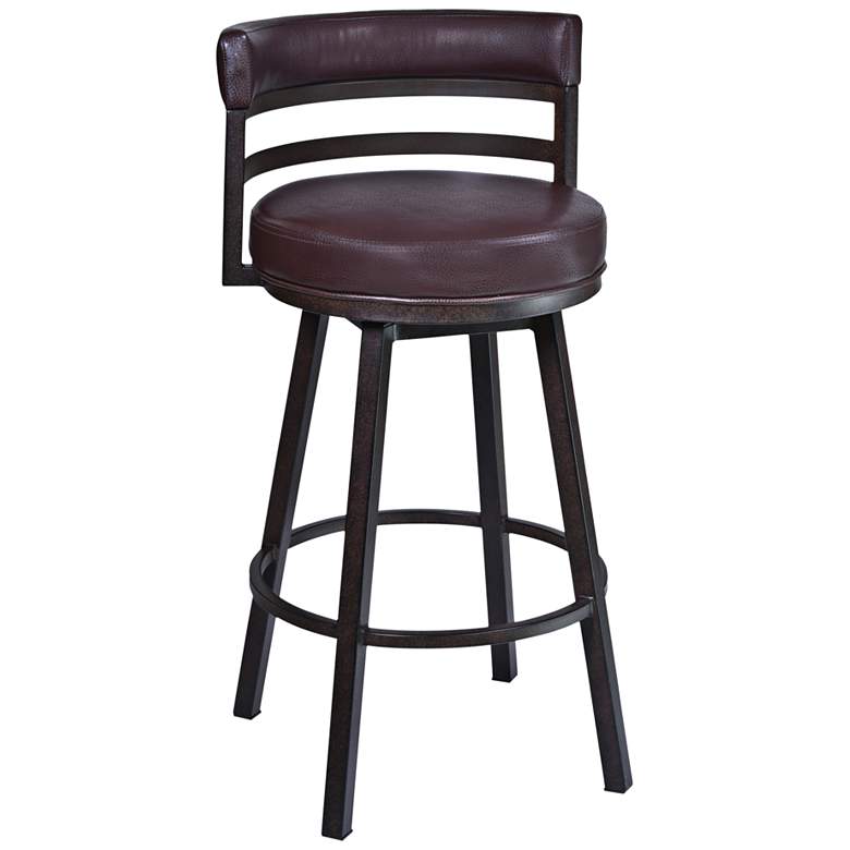 Image 3 Madrid 26 1/2 inch Ford Brown Faux Leather Swivel Counter Stool
