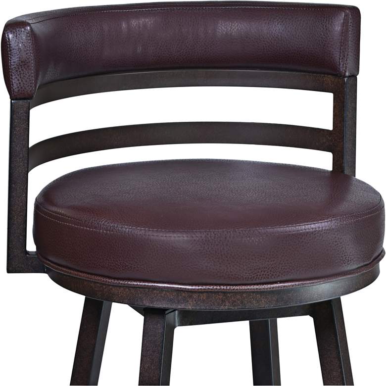 Madrid 26 1/2&quot; Ford Brown Faux Leather Swivel Counter Stool more views