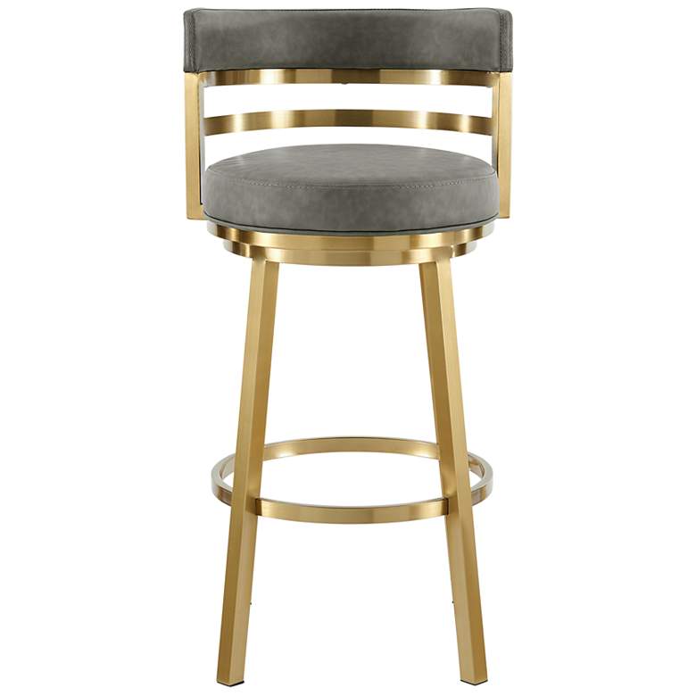 Image 4 Madrid 26 in. Swivel Bar Stool in Steel, and Vintage Gray Faux Leather more views