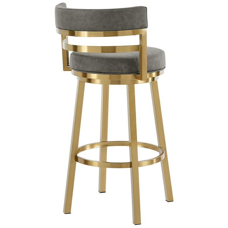 Image 5 Madrid 26 in. Swivel Bar Stool in Steel, and Vintage Gray Faux Leather more views