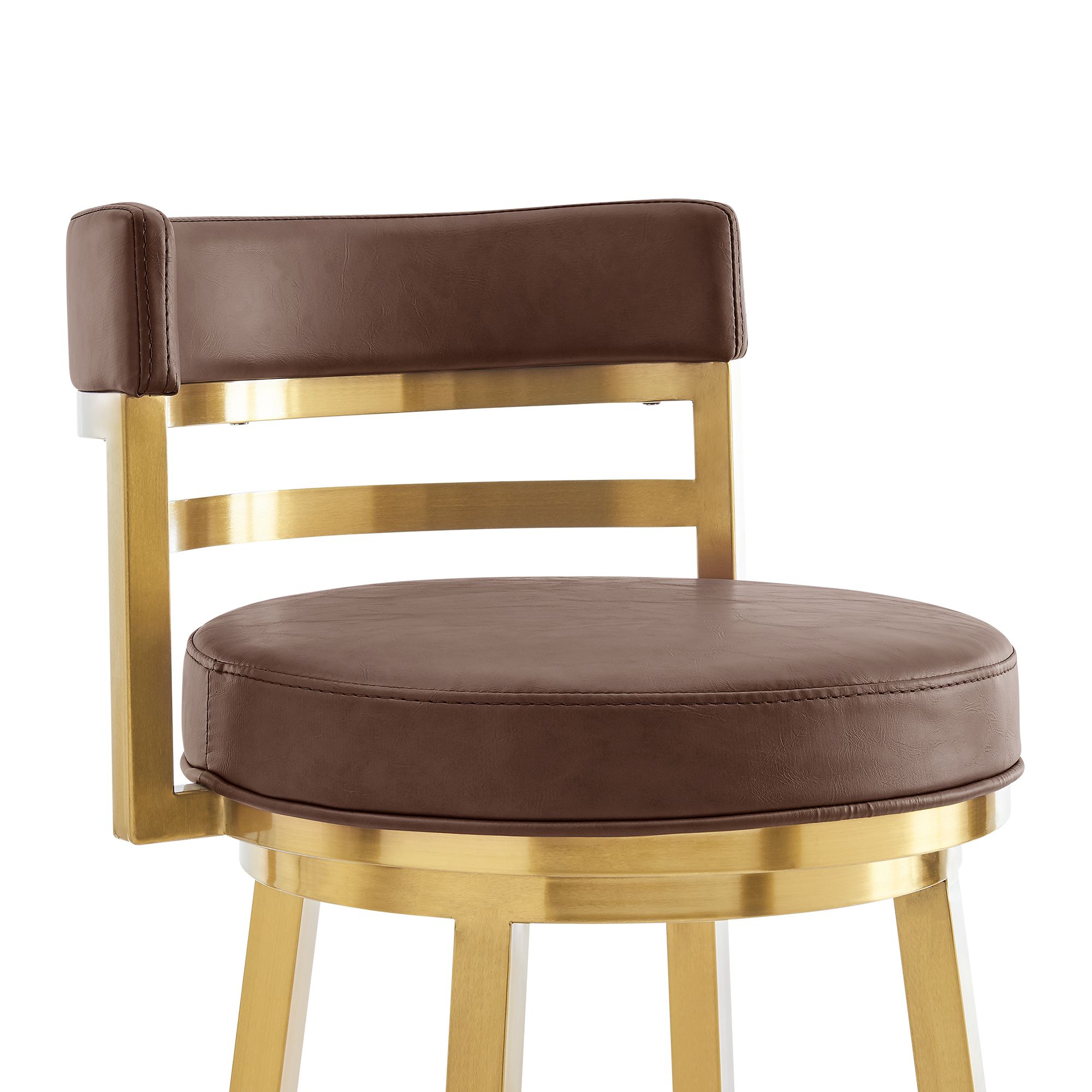 Image 7 Madrid 26 in. Swivel Bar Stool in Steel, Vintage Coffee Faux Leather more views