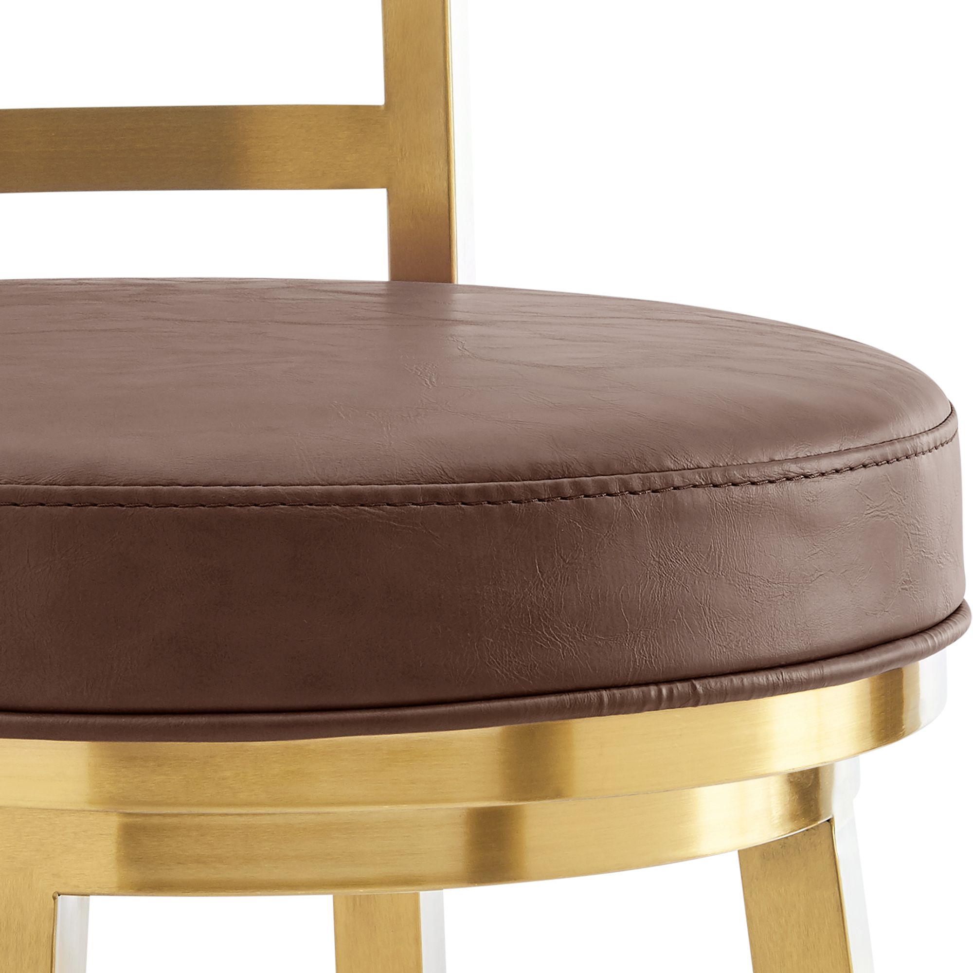 Madrid 26 in. Swivel Bar Stool in Steel, Vintage Coffee Faux Leather