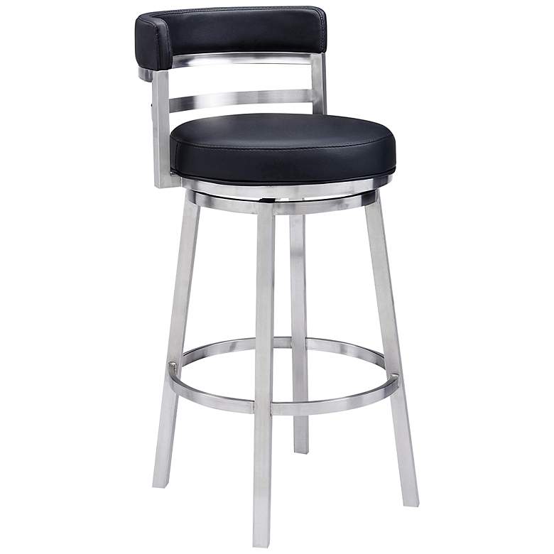 Image 2 Madrid 26 inch Black Faux Leather Swivel Counter Stool