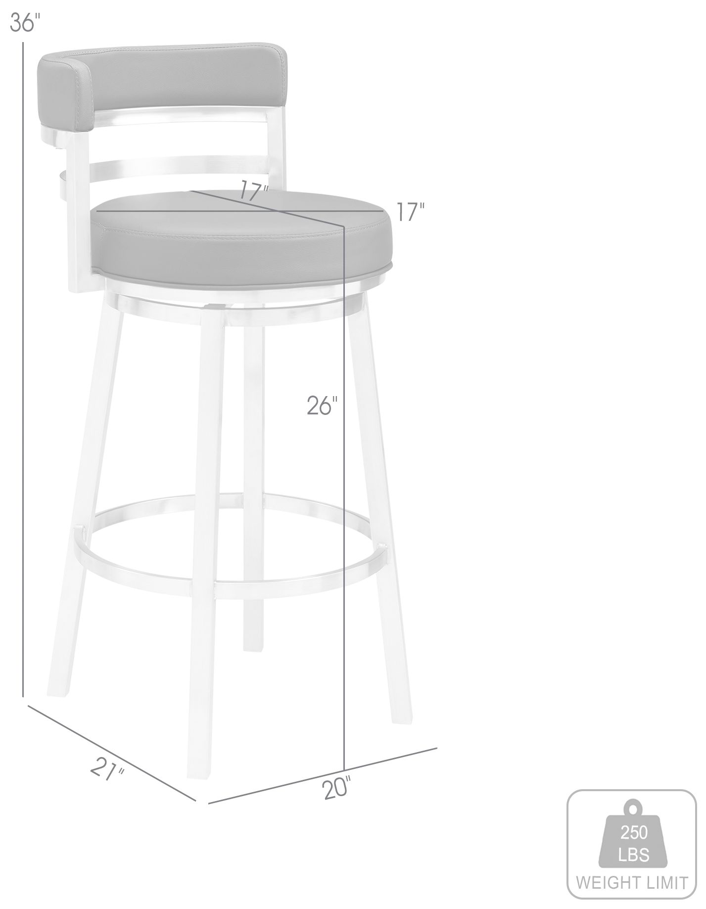 Madrid 26" Black Faux Leather Swivel Counter Stool