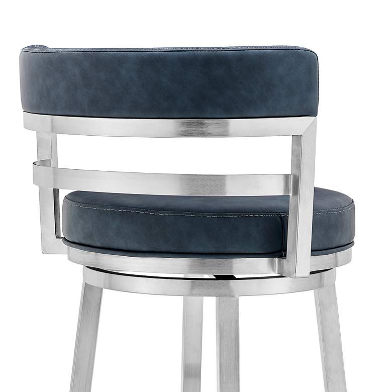 Image 4 Madrid 26" Blue Faux Leather Swivel Counter Stool more views