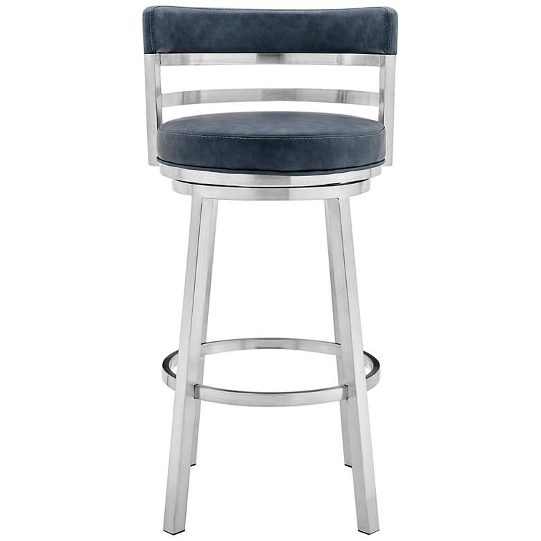 Image 6 Madrid 26" Blue Faux Leather Swivel Counter Stool more views