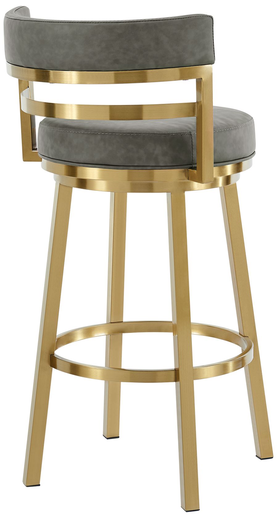 Image 5 Madrid 26" Gray Faux Leather and Gold Swivel Counter Stool more views