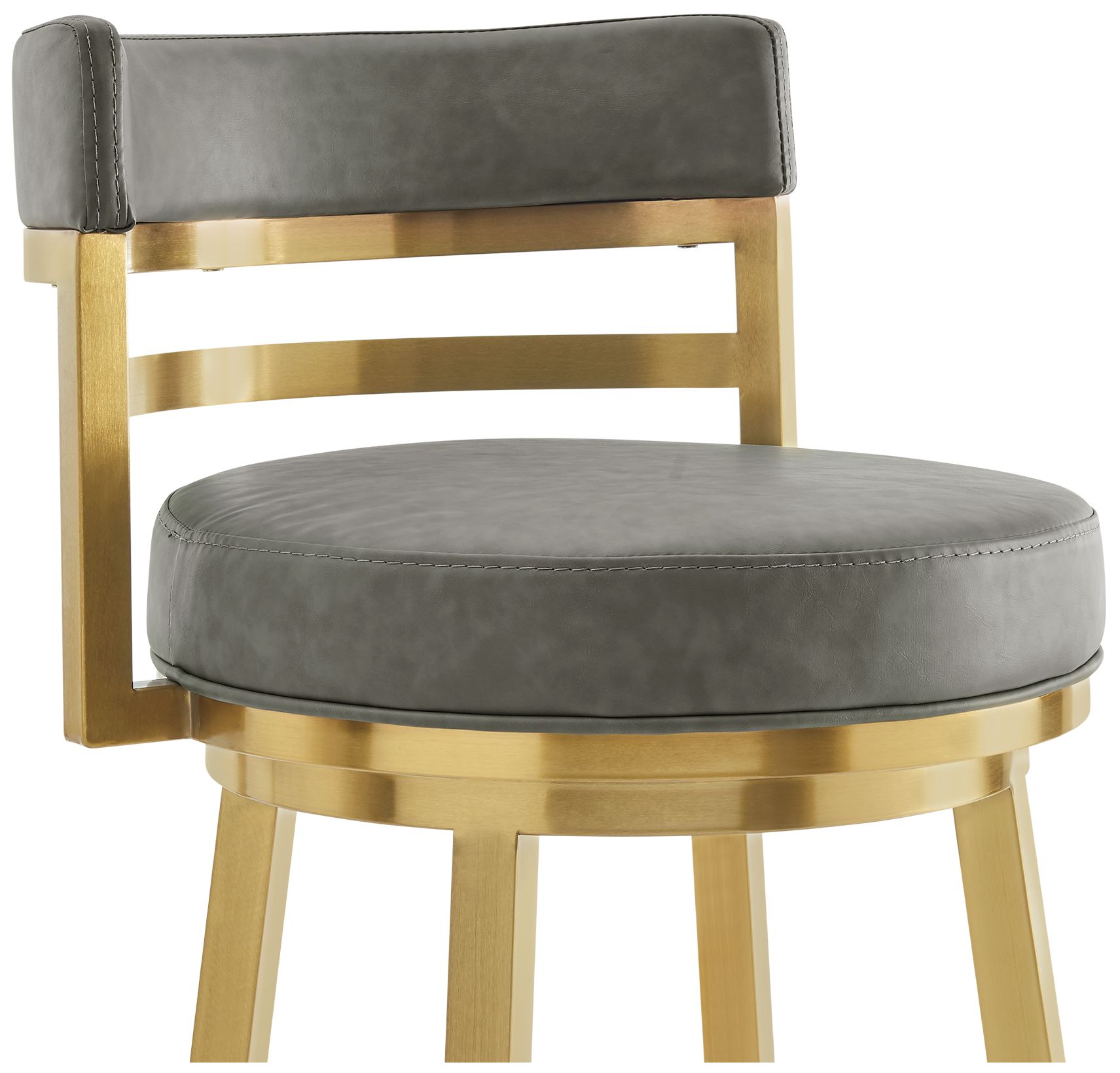 Image 6 Madrid 26" Gray Faux Leather and Gold Swivel Counter Stool more views