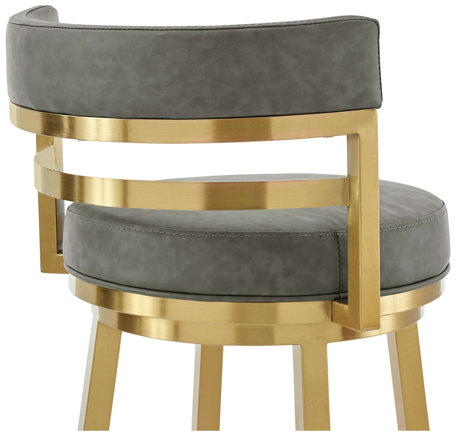 Image 7 Madrid 26" Gray Faux Leather and Gold Swivel Counter Stool more views