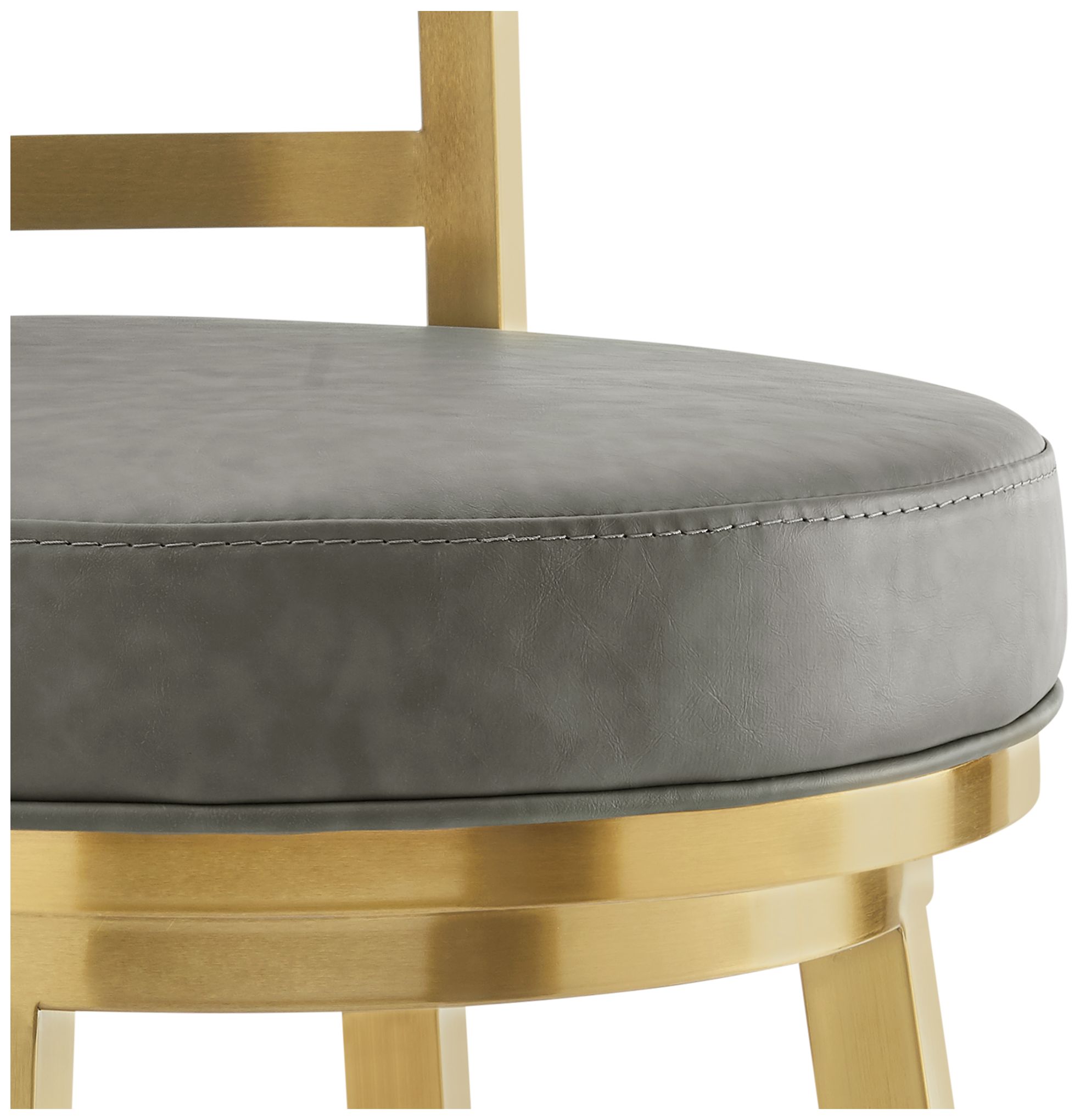 Madrid 26" Gray Faux Leather and Gold Swivel Counter Stool