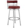 2_Madrid 26" Red Faux Leather Swivel Counter Stool
