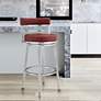 1_Madrid 26" Red Faux Leather Swivel Counter Stool