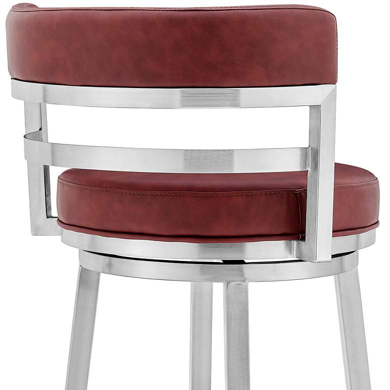 Image 3 Madrid 26" Red Faux Leather Swivel Counter Stool more views