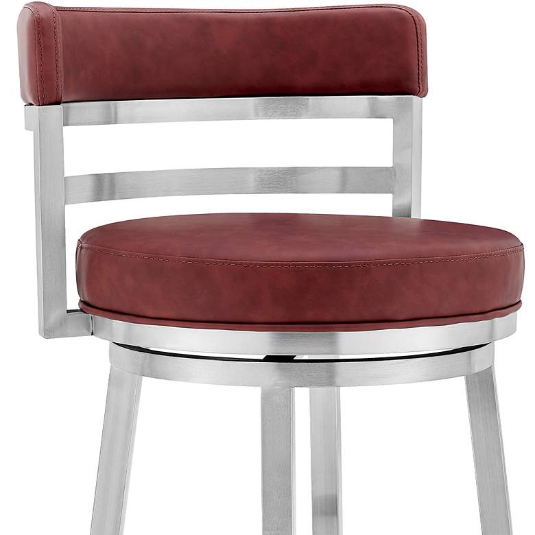 Image 4 Madrid 26" Red Faux Leather Swivel Counter Stool more views