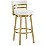 2_Madrid 26" White Faux Leather Swivel Counter Stool
