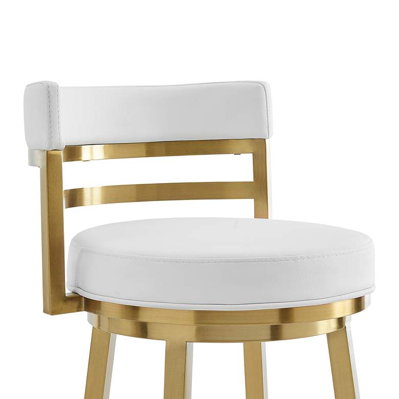 Image 7 Madrid 26" White Faux Leather Swivel Counter Stool more views