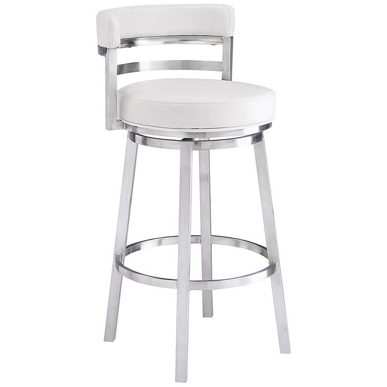 Image 2 Madrid 26 inch White Faux Leather Swivel Counter Stool