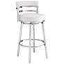 Madrid 26" White Faux Leather Swivel Counter Stool