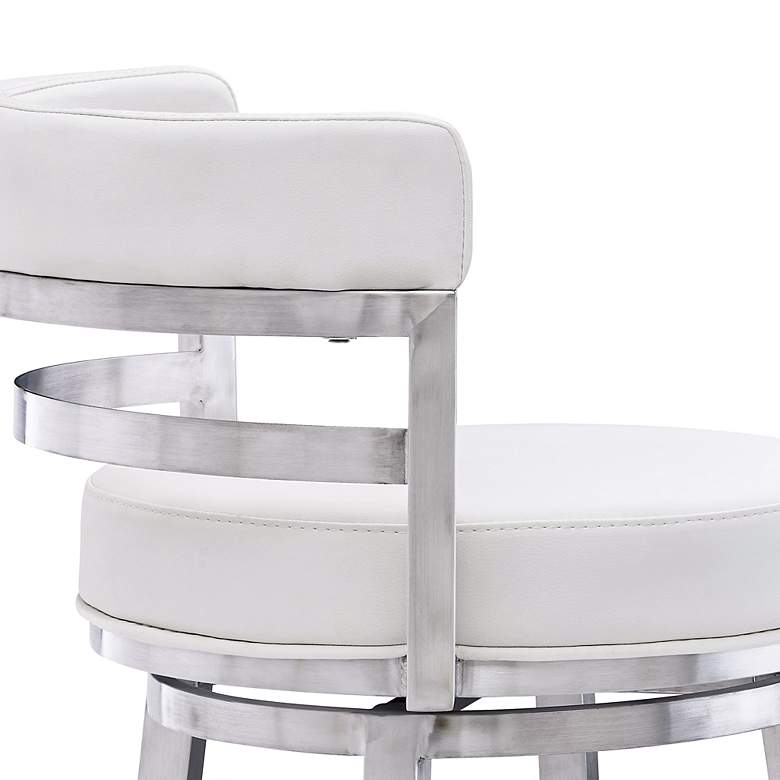 Image 3 Madrid 26" White Faux Leather Swivel Counter Stool more views