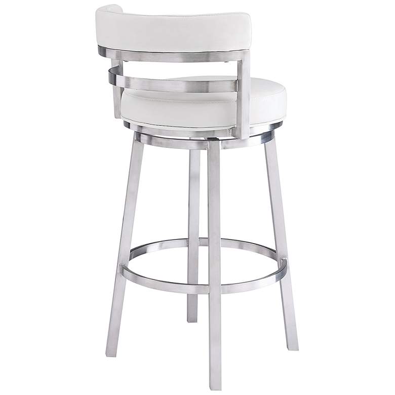 Image 7 Madrid 26" White Faux Leather Swivel Counter Stool more views