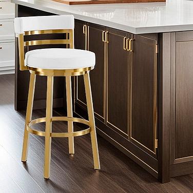 Madrid 26" White Faux Leather Swivel Counter Stool