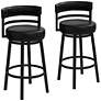 2_Madrid 30 1/2" Black Faux Leather Swivel Bar Stools Set of 2