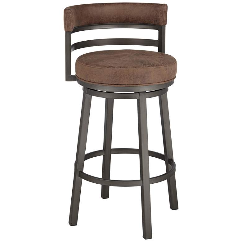 Image 2 Madrid 30 1/2 inch Bandero Tobacco Fabric Swivel Bar Stool