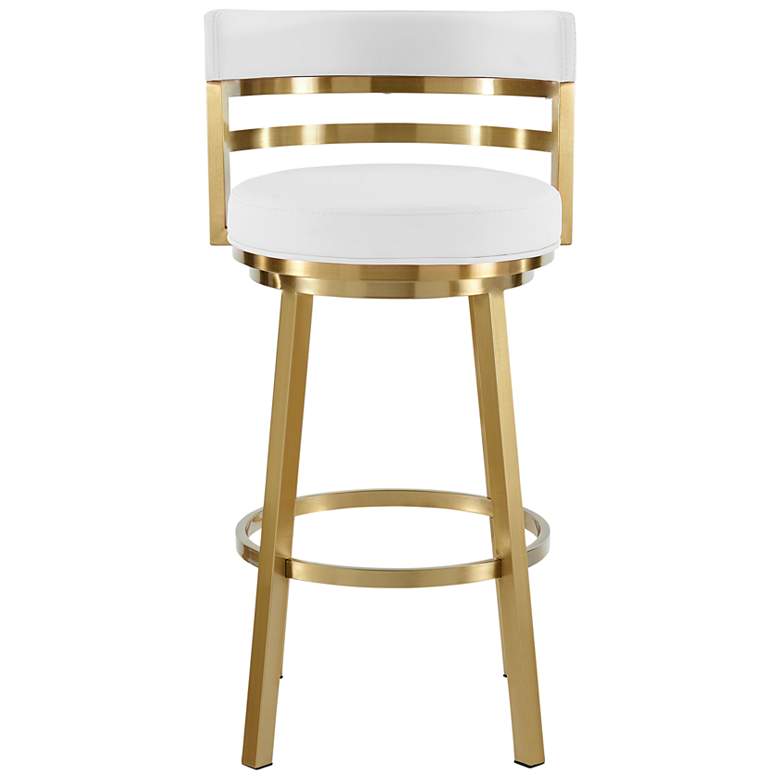 Image 4 Madrid 30 in. Swivel Bar Stool in Stainless Steel, White Faux Leather more views