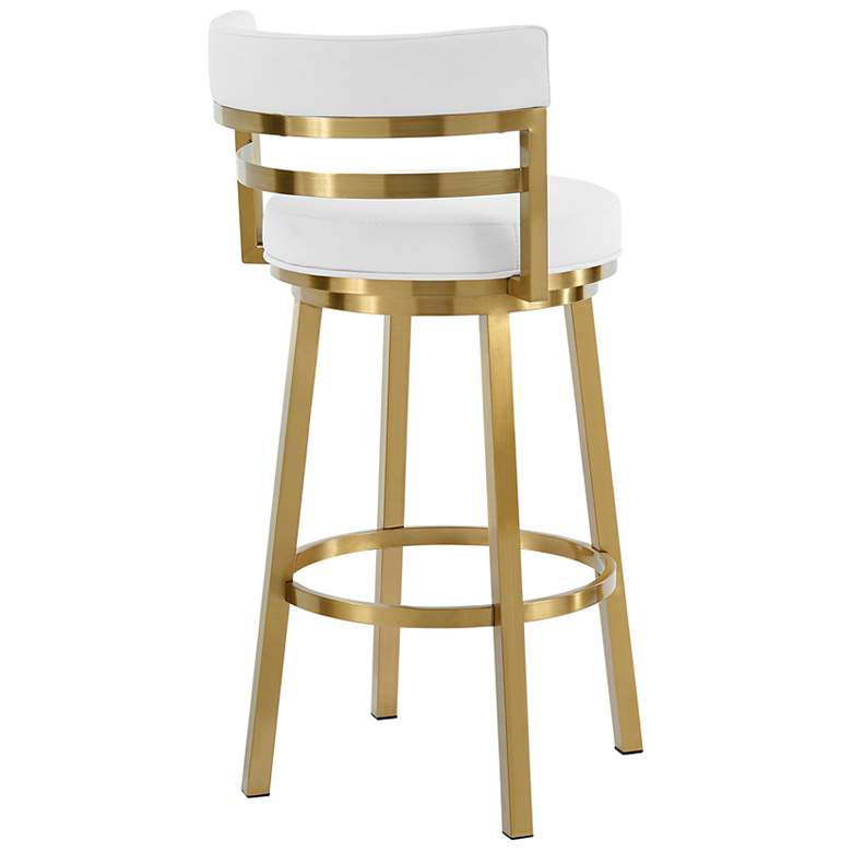 Image 5 Madrid 30 in. Swivel Bar Stool in Stainless Steel, White Faux Leather more views
