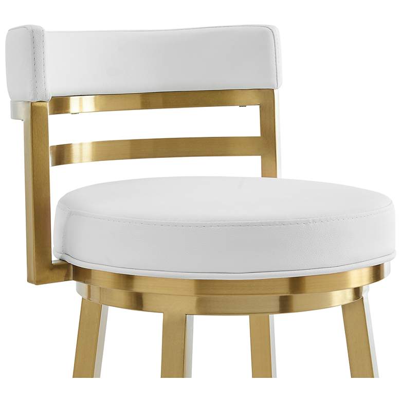 Image 6 Madrid 30 in. Swivel Bar Stool in Stainless Steel, White Faux Leather more views