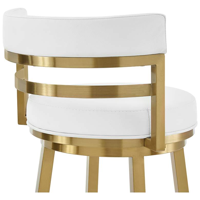Image 7 Madrid 30 in. Swivel Bar Stool in Stainless Steel, White Faux Leather more views