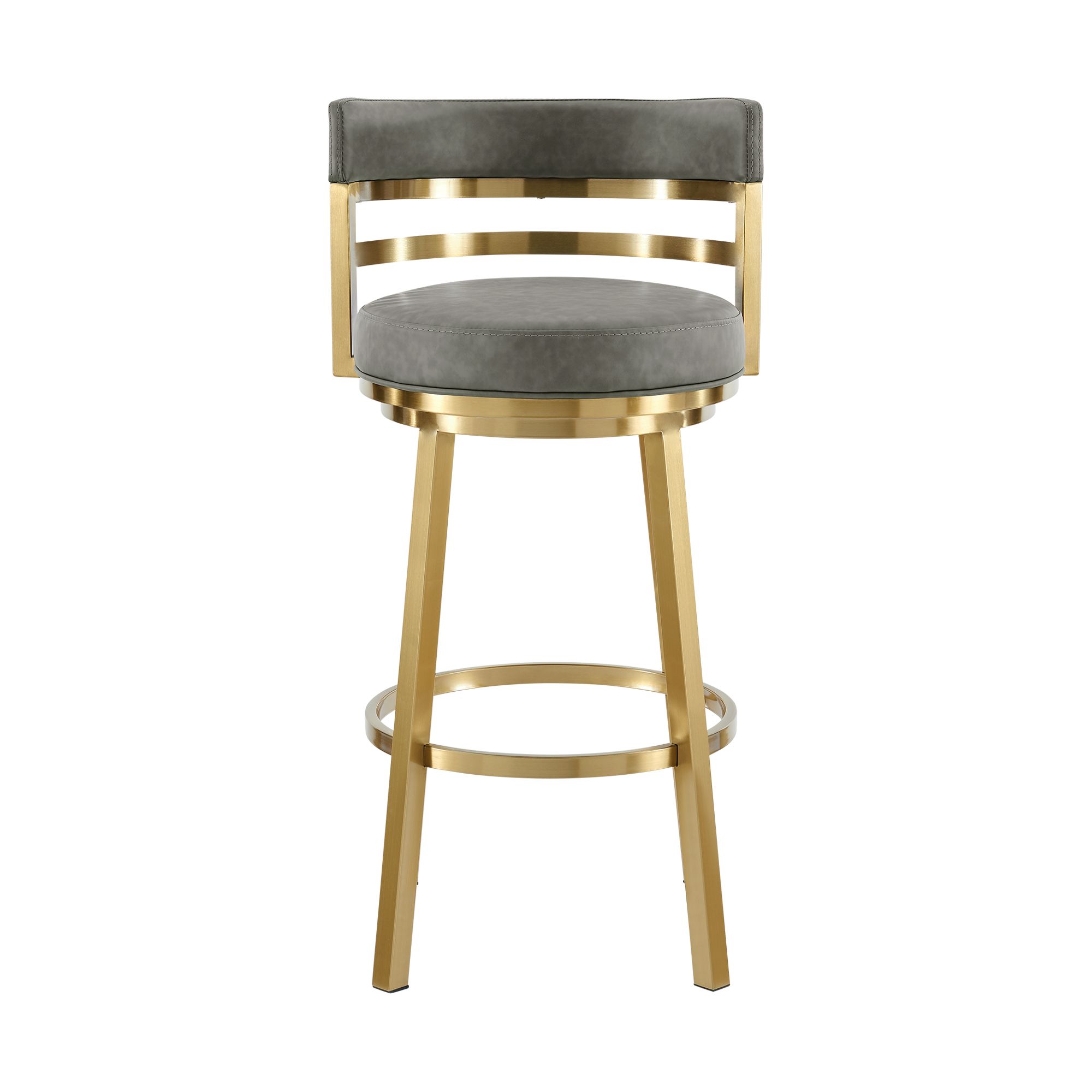 Image 5 Madrid 30 in. Swivel Bar Stool in Steel, and Vintage Gray Faux Leather more views