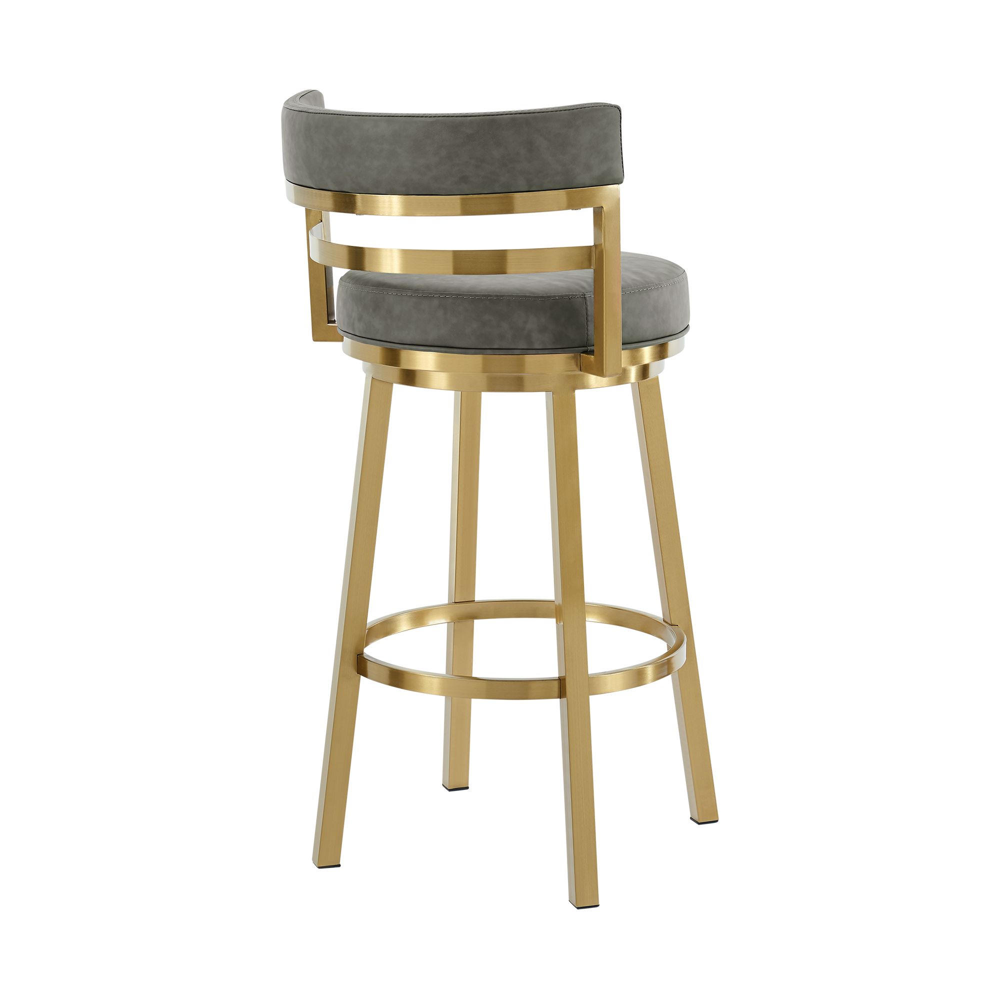 Image 6 Madrid 30 in. Swivel Bar Stool in Steel, and Vintage Gray Faux Leather more views