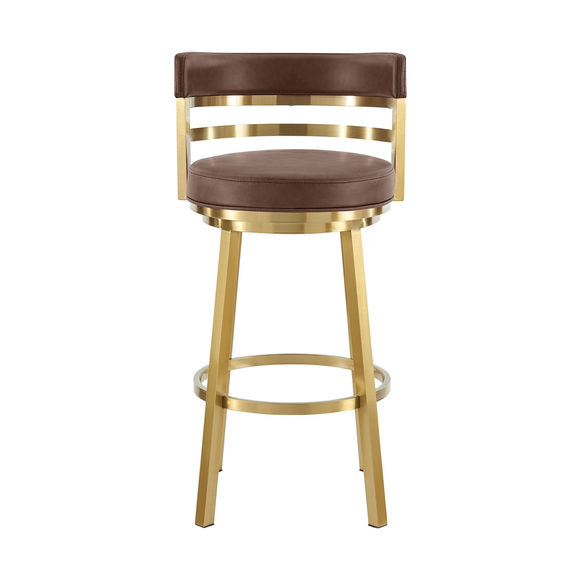 Image 5 Madrid 30 in. Swivel Bar Stool in Steel, Vintage Coffee Faux Leather more views