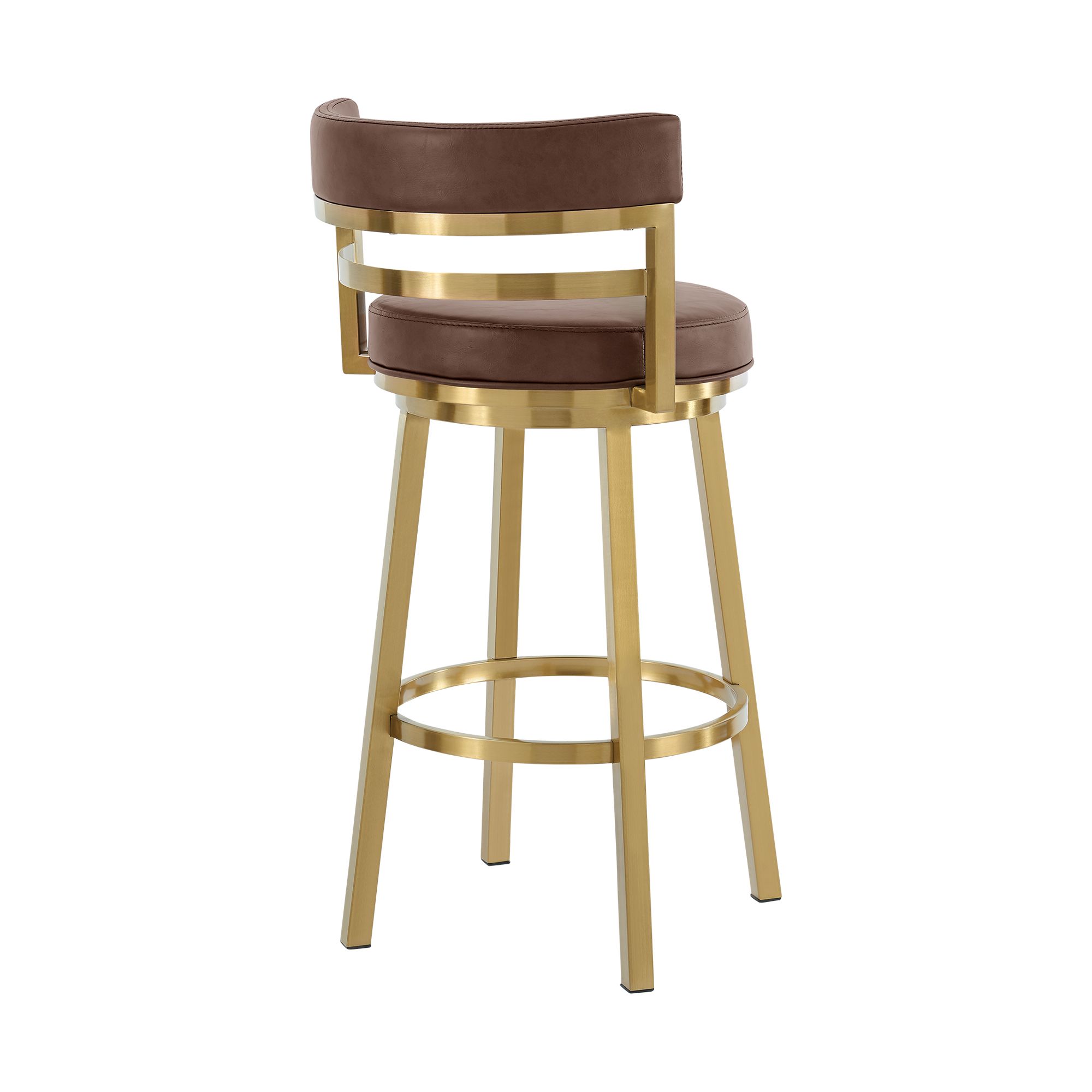 Image 6 Madrid 30 in. Swivel Bar Stool in Steel, Vintage Coffee Faux Leather more views
