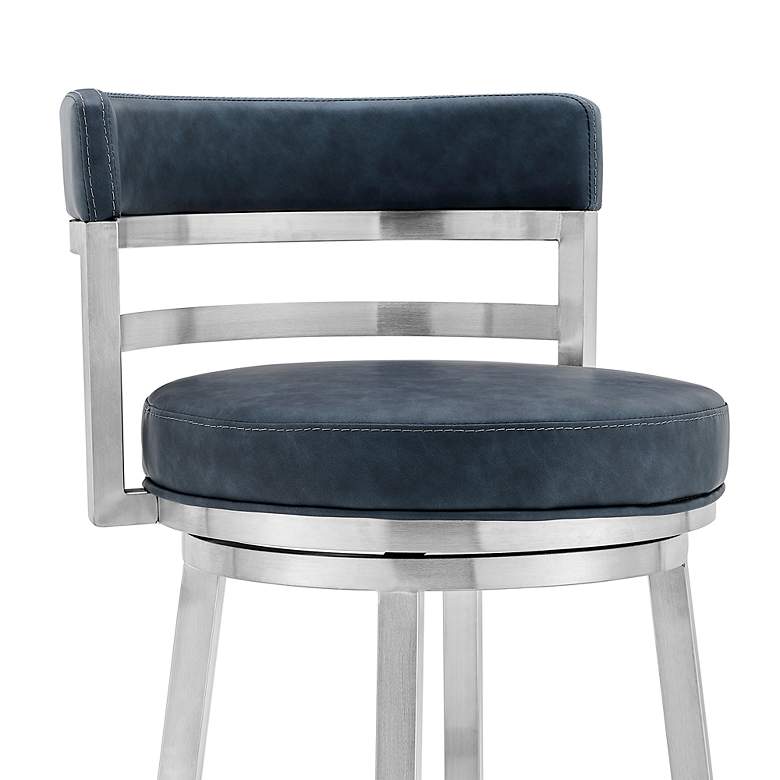 Image 3 Madrid 30" Blue Faux Leather Swivel Bar Stool more views