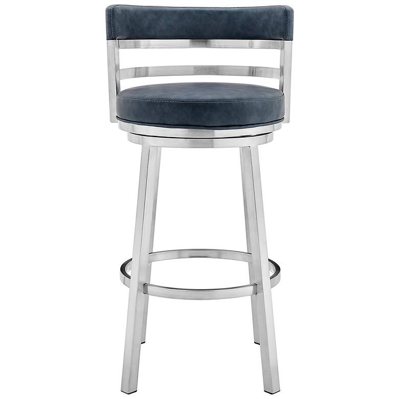 Image 6 Madrid 30" Blue Faux Leather Swivel Bar Stool more views