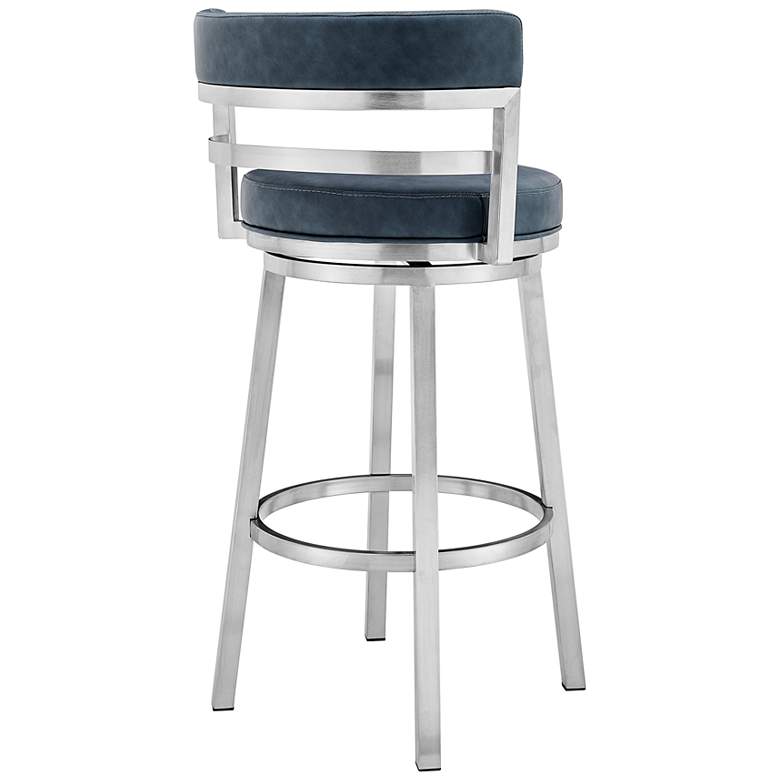 Image 7 Madrid 30" Blue Faux Leather Swivel Bar Stool more views