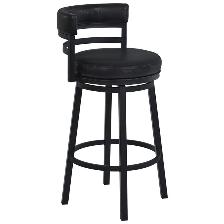 Image 2 Madrid 30" Ford Black Faux Leather Swivel Bar Stool