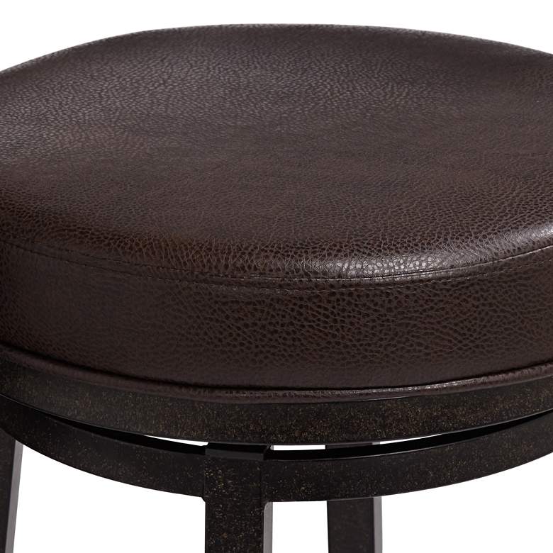 Image 4 Madrid 30" Ford Brown Faux Leather Swivel Bar Stool more views