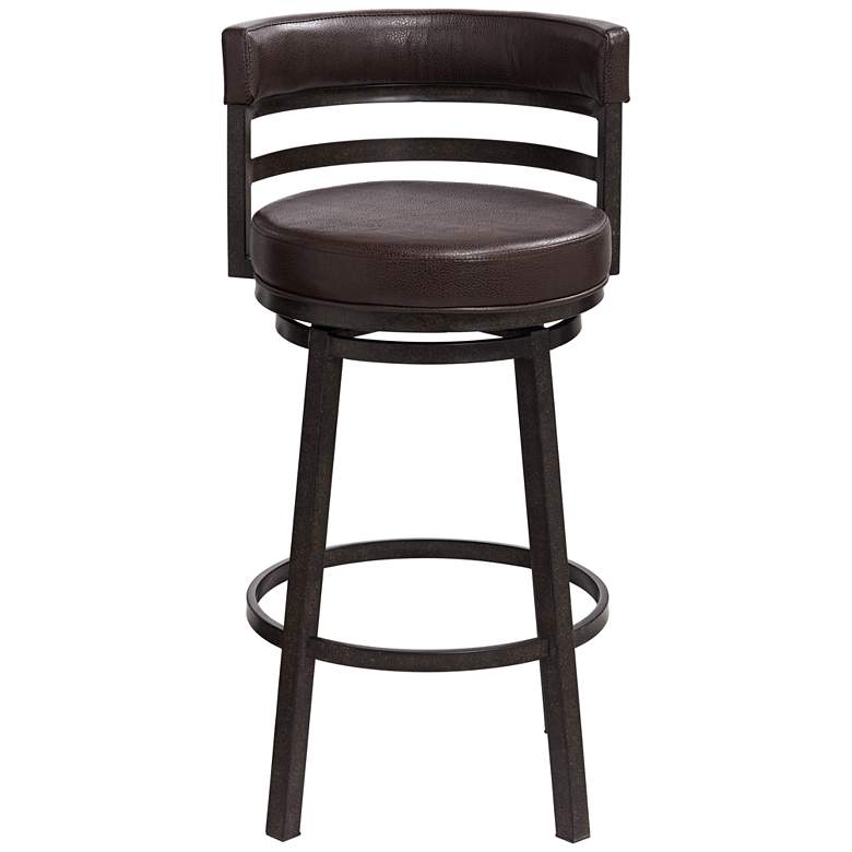 Image 7 Madrid 30" Ford Brown Faux Leather Swivel Bar Stool more views