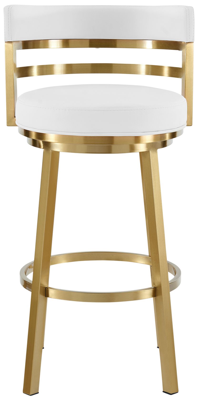Image 4 Madrid 30" White Faux Leather and Gold Swivel Bar Stool more views