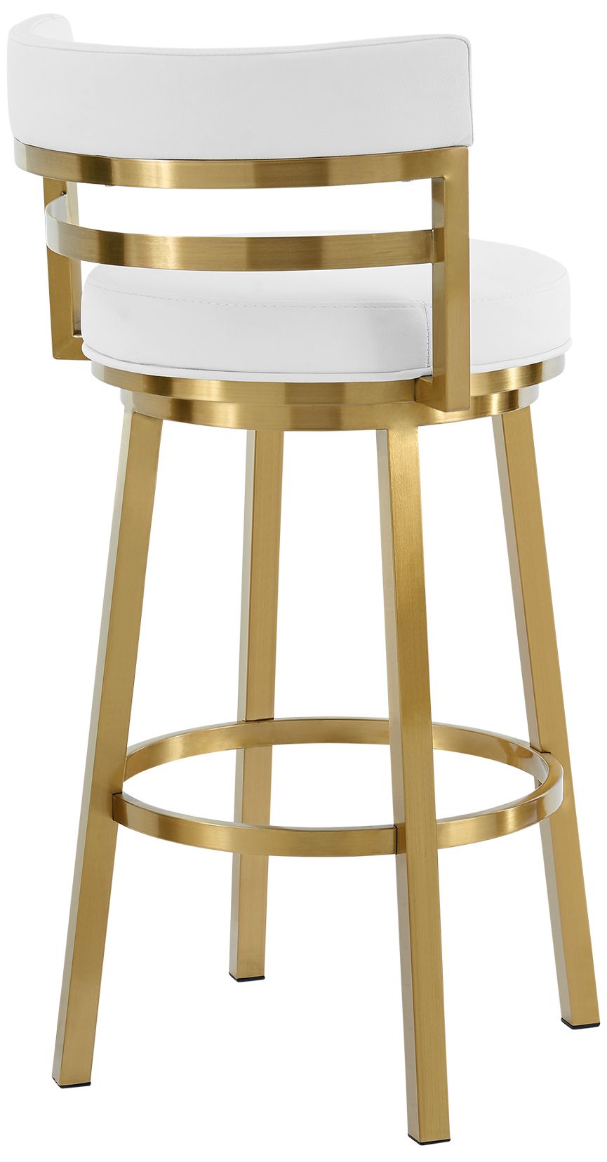 Image 5 Madrid 30" White Faux Leather and Gold Swivel Bar Stool more views