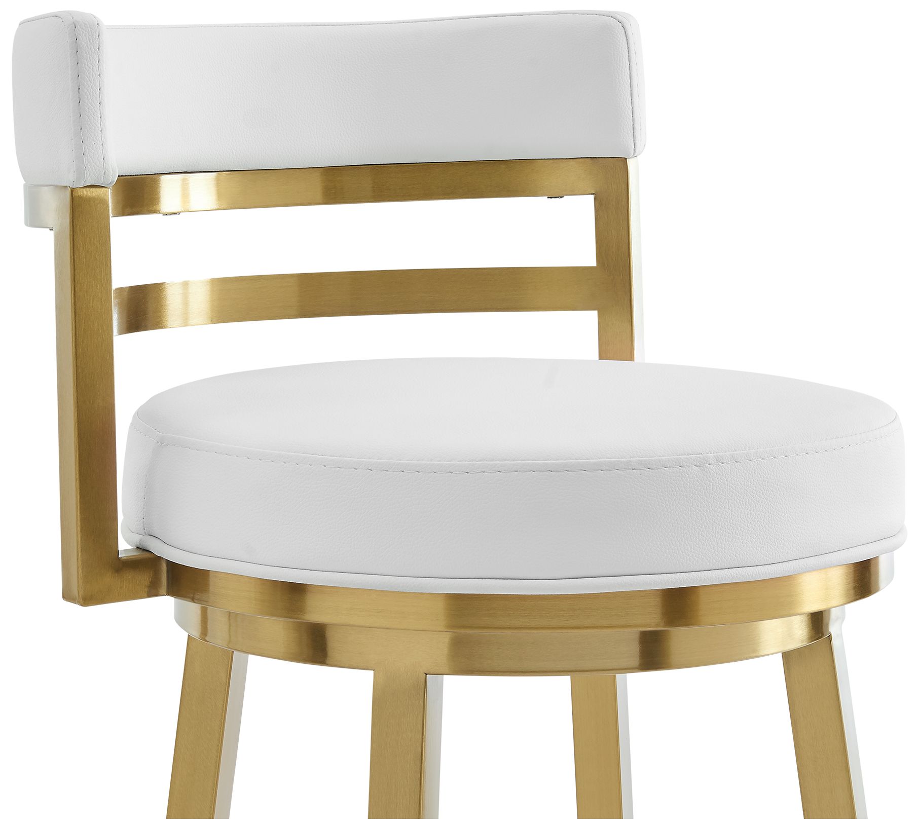 Image 6 Madrid 30" White Faux Leather and Gold Swivel Bar Stool more views