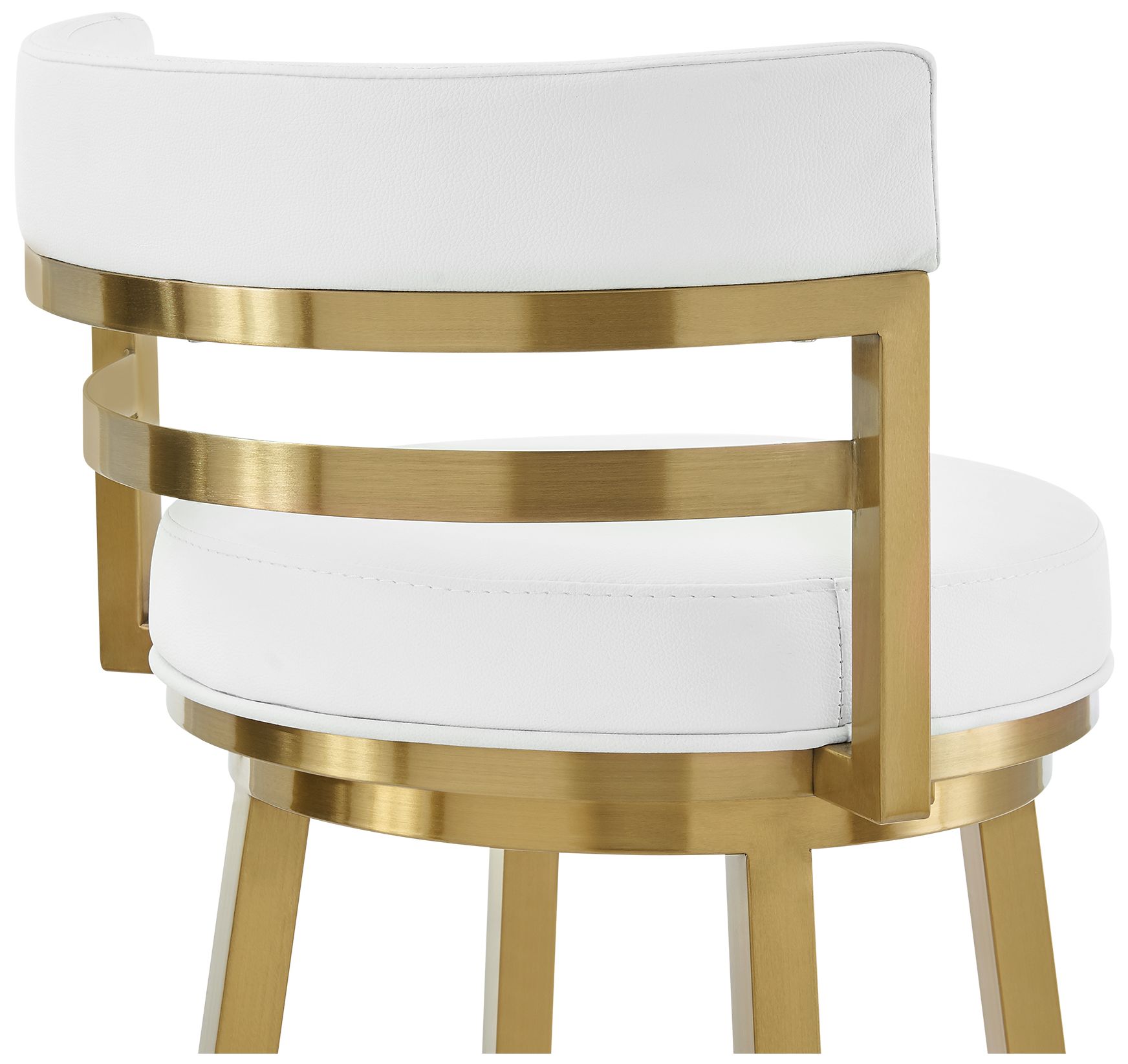 Image 7 Madrid 30" White Faux Leather and Gold Swivel Bar Stool more views