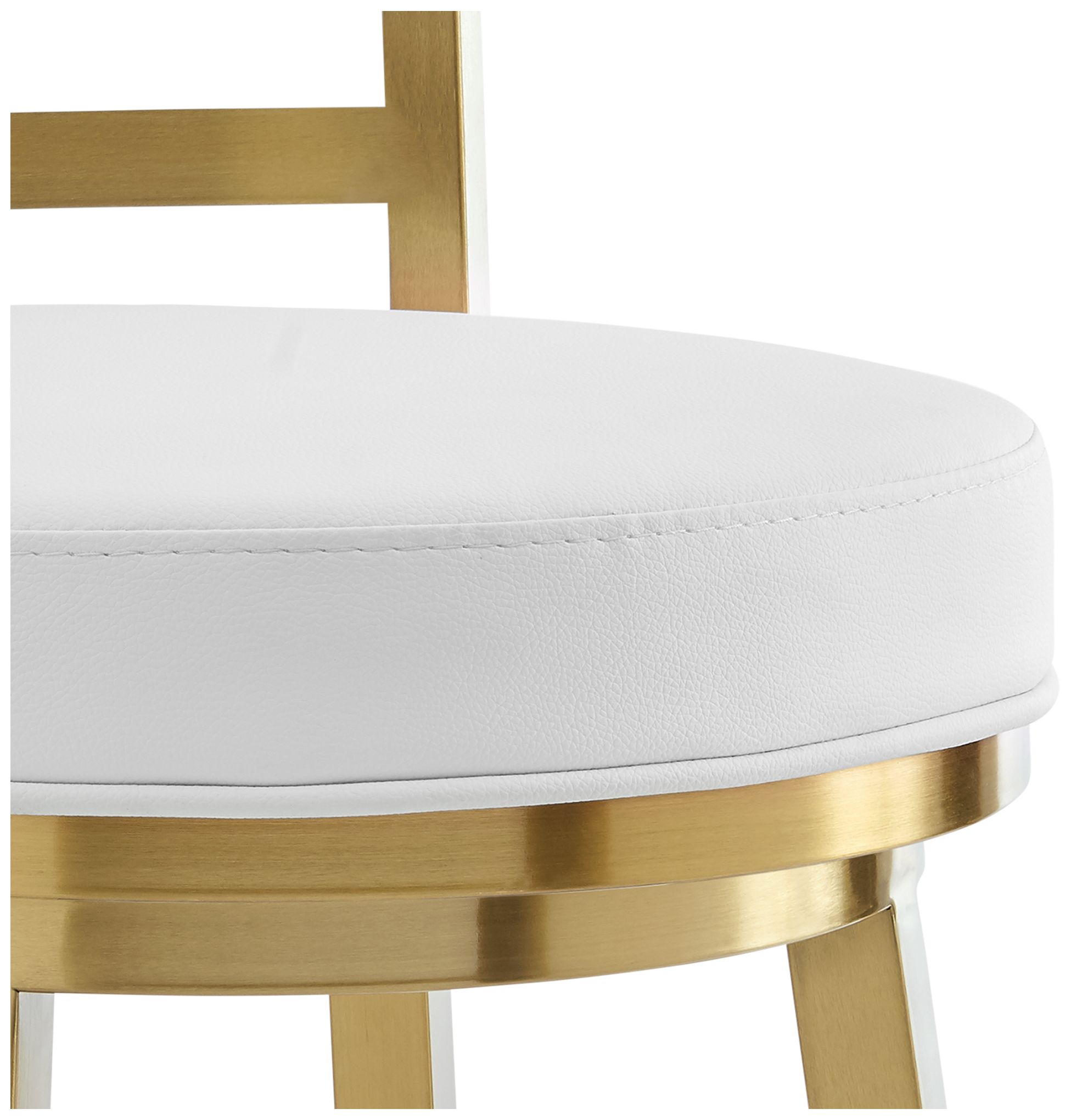 Madrid 30" White Faux Leather and Gold Swivel Bar Stool