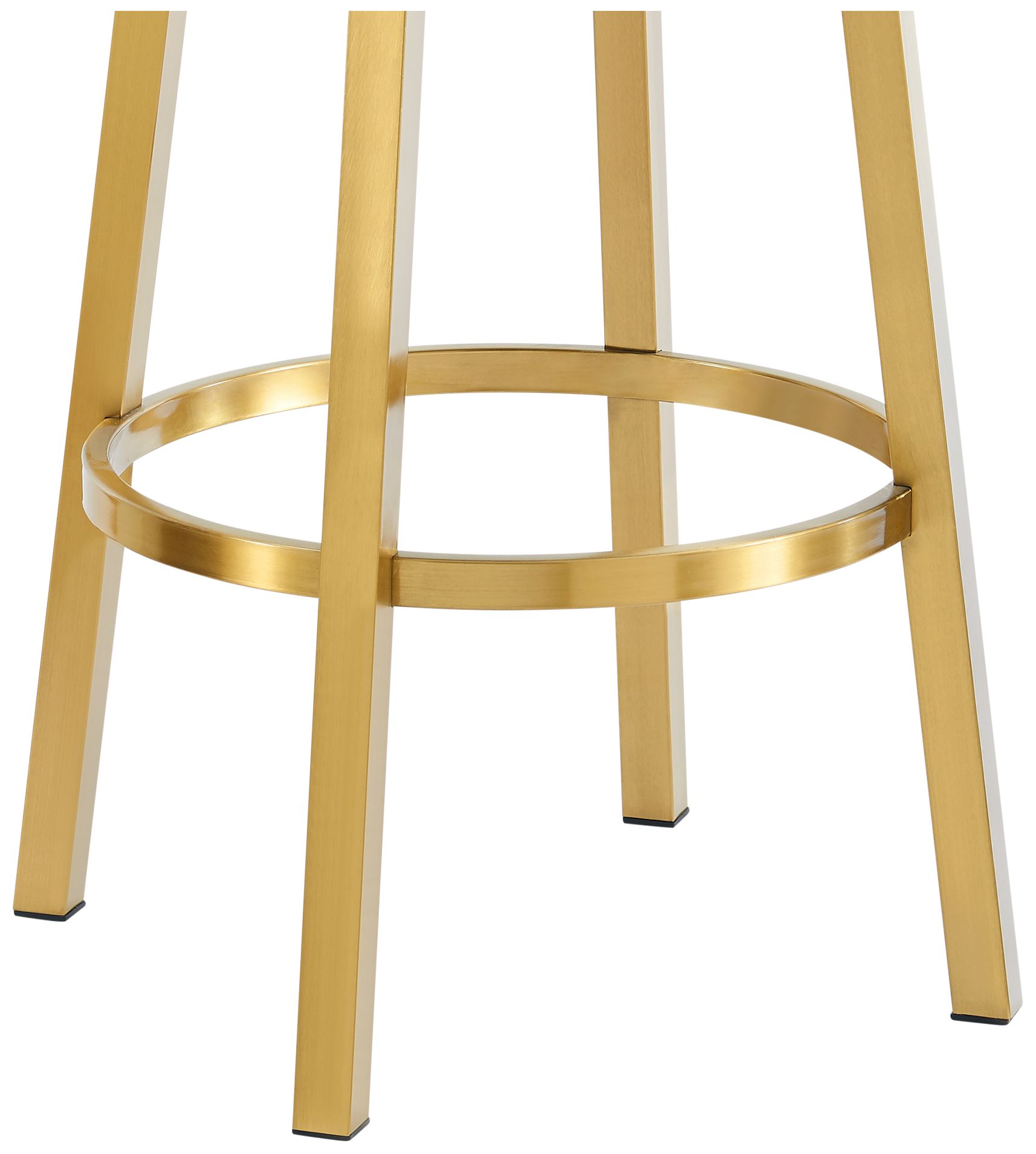 Madrid 30" White Faux Leather and Gold Swivel Bar Stool