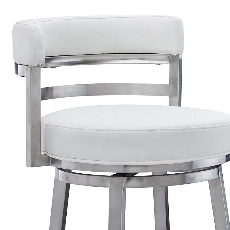 Image 3 Madrid 30 inch White Faux Leather Swivel Bar Stool more views