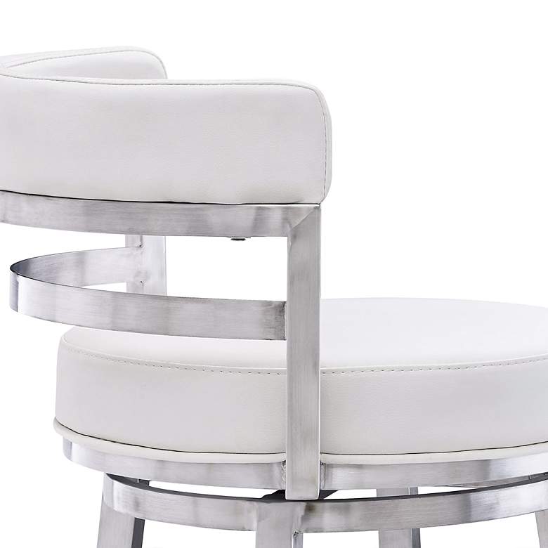 Image 4 Madrid 30" White Faux Leather Swivel Bar Stool more views