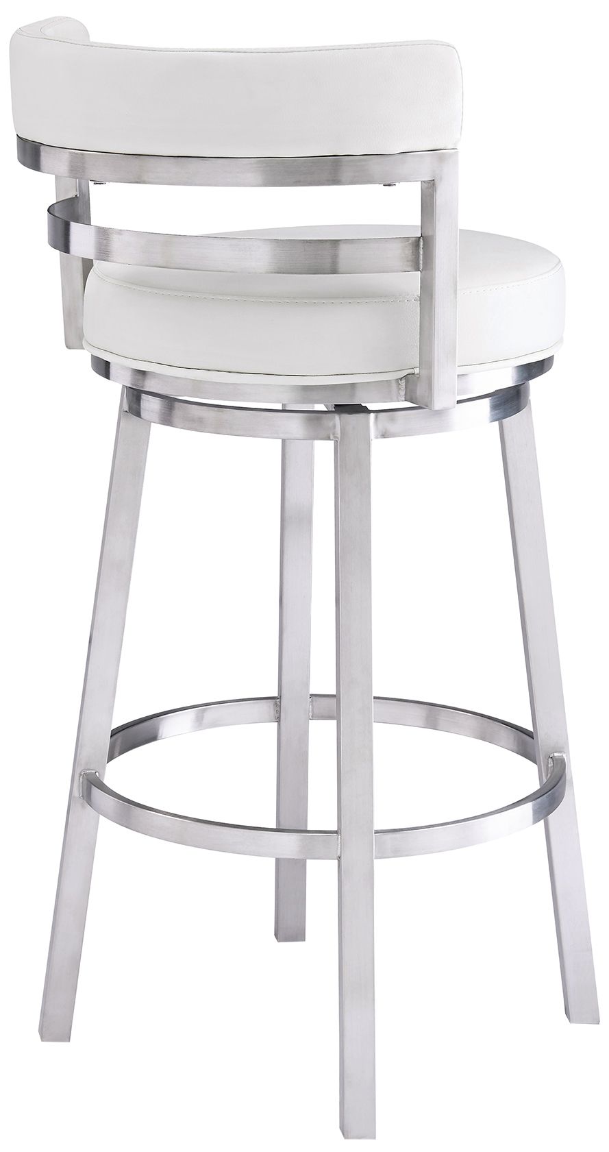 Madrid 30" White Faux Leather Swivel Bar Stool